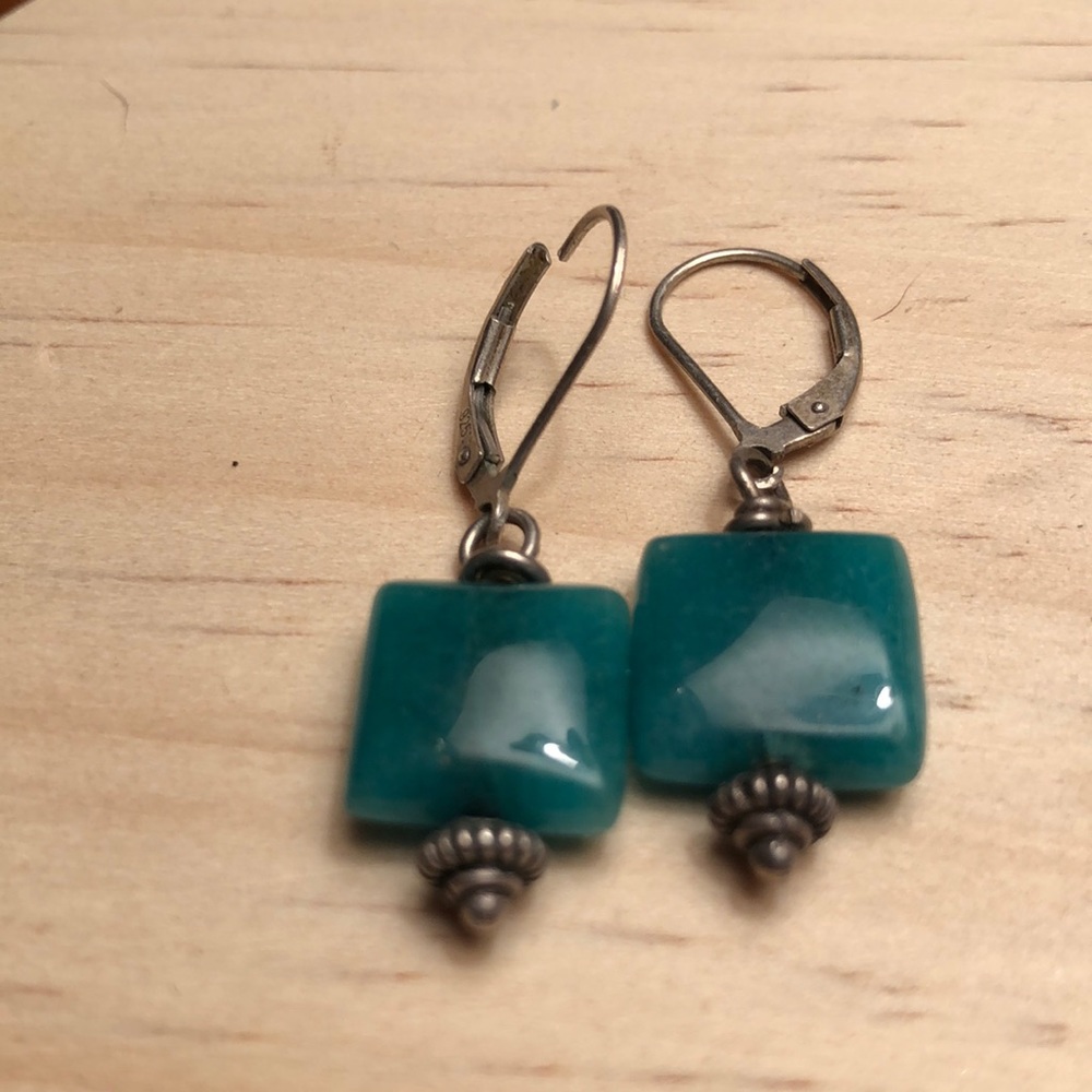 Green stone earrings